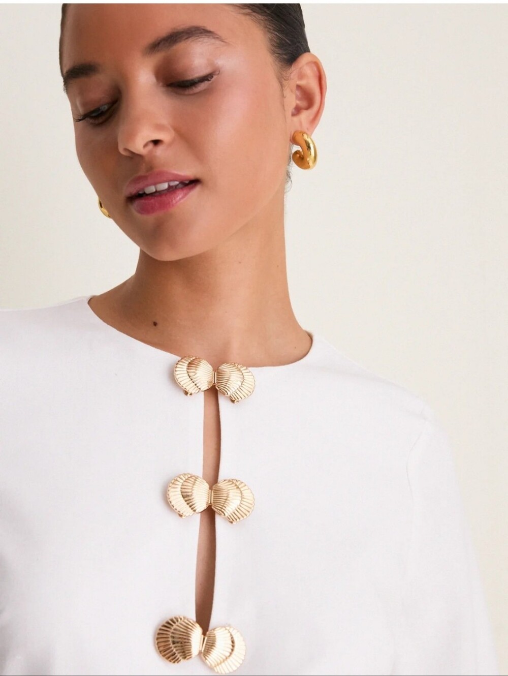 HYACINTH HOUSE White/Ivory Linen Shell Hardware Etta Mini Caftan XL NWT